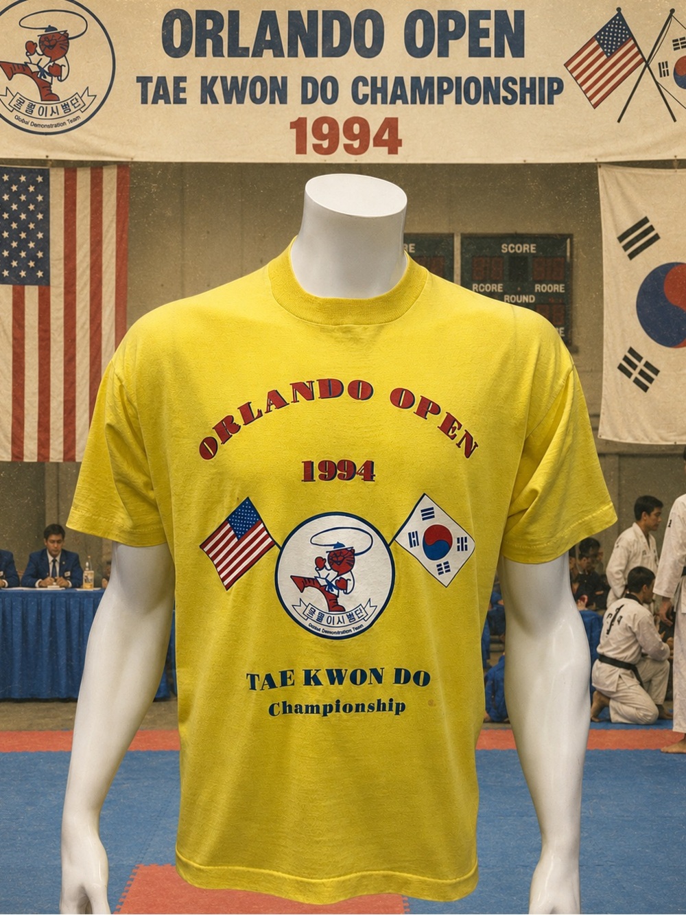 Vintage 90s Tae Kwon Do Championship "Orlando Open" Yellow Graphic T-Shirt XL
